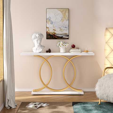 55" Modern Faux Marble Console Table