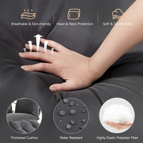 ONBRILL Hanging Egg Chair with Adjustable Footrest & Stand, Wicker Rattan Swing Hammock Chair with Cushion & Double Chains, 350LBS Capacity for Outdoor & Indoor Patio, Deck, Bedroom, Balcony