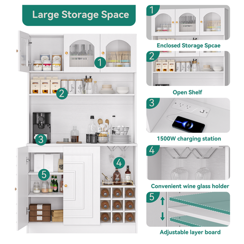 71" Tall Kitchen Pantry Cabinet with Storage