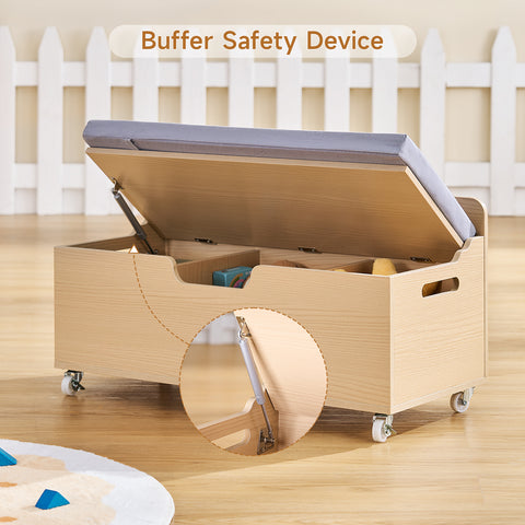 ONBRILL Kids Bookshelf with Reading Nook, 64.5" Toy Storage Organizer with Movable Bench with 3 Storage, Kids Bookcase with 3-Tier Bookshelf, 6 Storage Cubbies, Toy Box & Chest for Bedroom, Playroom