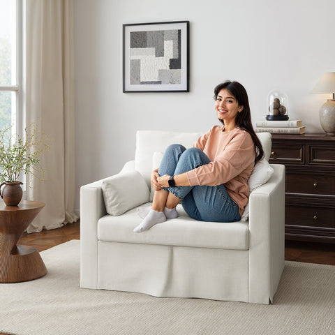 Harbor Coastal Linen Slipcovered Accent Chair