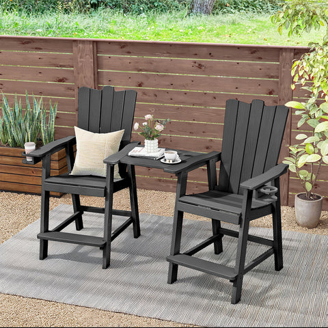 Outdoor HDPS Tall Balcony Chair Set of 2