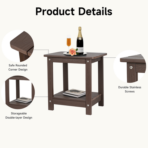 Adirondack Outdoor Side Table, Brown