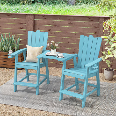 Outdoor HDPS Tall Balcony Chair Set of 2