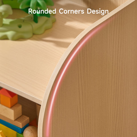 ONBRILL Kids Bookshelf with Reading Nook, 55.2" Toy Storage Organizer, 6 Storage Cubbies, Kids Bookcase with 3-Tier Bookshelf