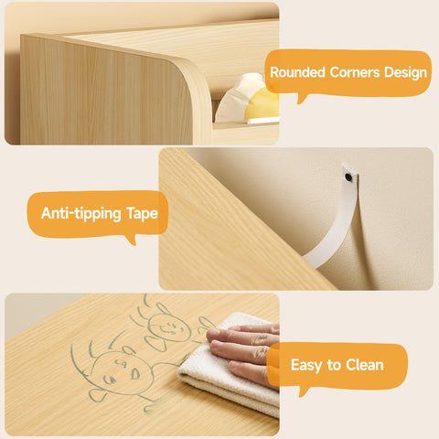 ONBRILL Two Wooden Stuffed Animal Storage, Toddler Toy Storage Organizer with 4-Tier Kids Bookshelf and 3 Open Cube Shlef, Multifunctional Bookcase for Kids Rooms Playroom Nursery