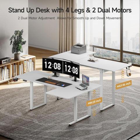 Modern Sterling L-Shaped Standing Desk