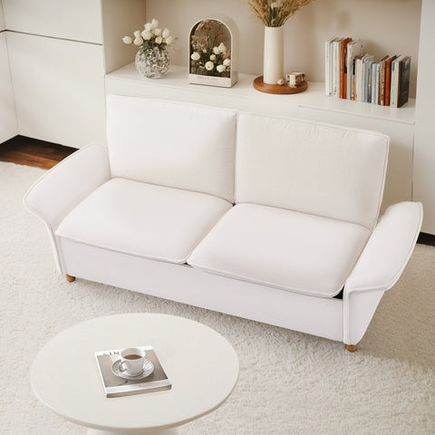 78" Loveseat Sofa with Adjustable Armrest, White