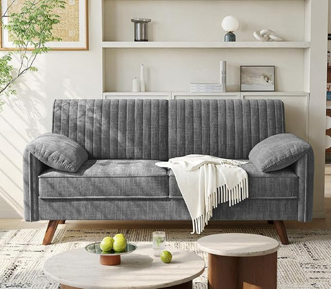 ONBRILL 64.5" Loveseat Sofa, Chenille Loveseat Couch for Living Room, Green 23.2" Deep Seat Love seat with Padded Arms, Comfy Modern Small Couches for Bedroom, Small Spaces, Dorms, Office, Apartment