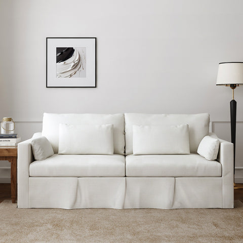 84" Modern Linen 3-Seater Slipcovered Sofa