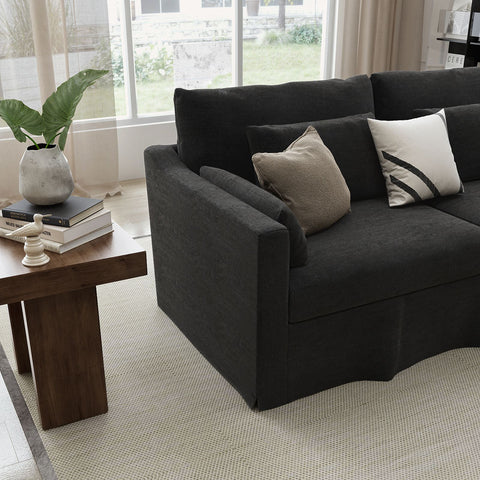 84" Modern Linen 3-Seater Slipcovered Sofa