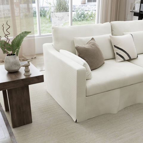 84" Modern Linen 3-Seater Slipcovered Sofa