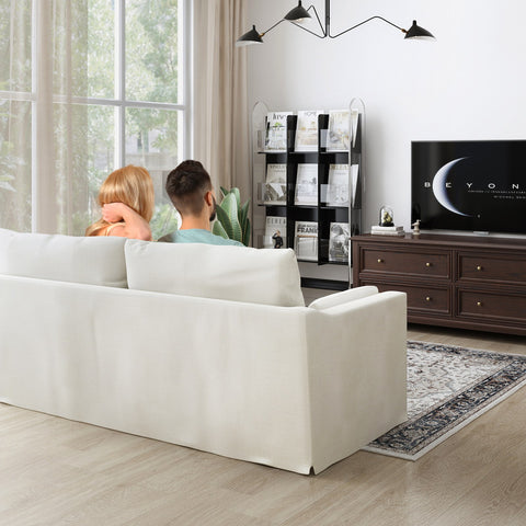 84" Modern Linen 3-Seater Slipcovered Sofa