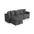 85” Coastal Chenille Convertible Sectional 4 Seater Sofa with Chaise