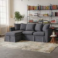 85” Coastal Chenille Convertible Sectional 4 Seater Sofa with Chaise