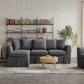 85” Coastal Chenille Convertible Sectional 4 Seater Sofa with Chaise