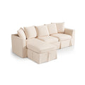 85” Coastal Chenille Convertible Sectional 4 Seater Sofa with Chaise