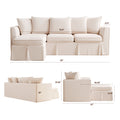 85” Coastal Chenille Convertible Sectional 4 Seater Sofa with Chaise