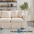 85” Coastal Chenille Convertible Sectional 4 Seater Sofa with Chaise