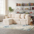 85” Coastal Chenille Convertible Sectional 4 Seater Sofa with Chaise