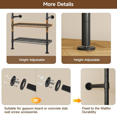 L4 Wall Mounted Heavy Duty Corner Industrial Pipe Clothing Rack