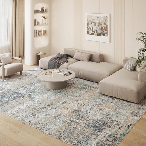 Modern Abstract Area Rugs, Grey+Light Brown