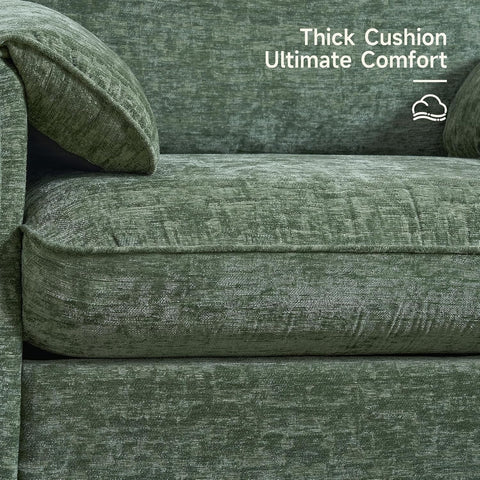 ONBRILL Oversized Accent Chair, 41 Inch Chenille Fabric Armchair, Green Comfy Single Sofa Chair with Padded Arms, Pocket Spring Cushion, Modern Reading Chair for Living Room, Bedroom, Apartment