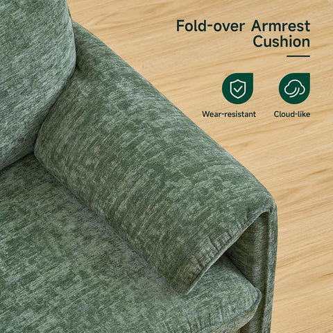 ONBRILL Oversized Accent Chair, 41 Inch Chenille Fabric Armchair, Green Comfy Single Sofa Chair with Padded Arms, Pocket Spring Cushion, Modern Reading Chair for Living Room, Bedroom, Apartment