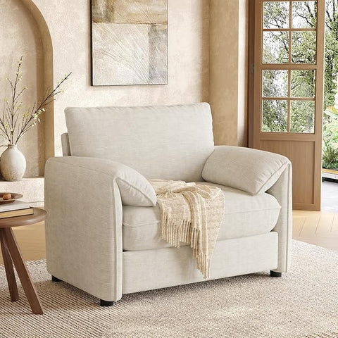 ONBRILL Oversized Accent Chair, 41 Inch Chenille Fabric Armchair, Green Comfy Single Sofa Chair with Padded Arms, Pocket Spring Cushion, Modern Reading Chair for Living Room, Bedroom, Apartment