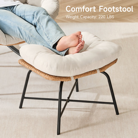 ONBRILL Papasan Rocking Chair with Ottoman