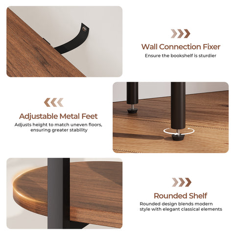 ONBRILL 4-Tier Bookshelf with Storage Cabinet