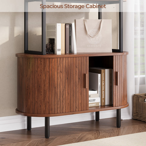 ONBRILL 4-Tier Bookshelf with Storage Cabinet