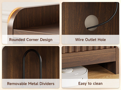 ONBRILL Record Player Stand with Flip-Out Storage Cabinet
