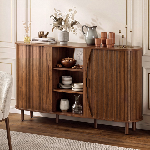ONBRILL Curved Tambour Cabinet with 3 Doors