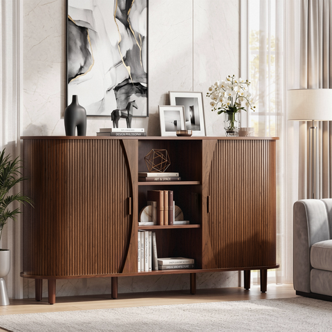 ONBRILL Curved Tambour Cabinet with 3 Doors