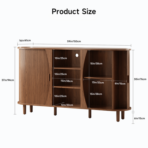 ONBRILL Curved Tambour Cabinet with 3 Doors