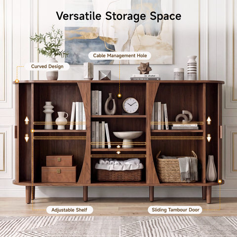 ONBRILL Curved Tambour Cabinet with 3 Doors