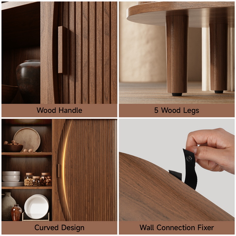 ONBRILL Curved Tambour Cabinet with 3 Doors