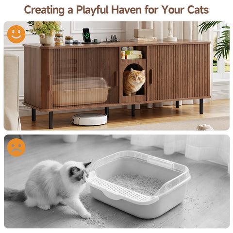ONBRILL Double Cat Litter Box Enclosure