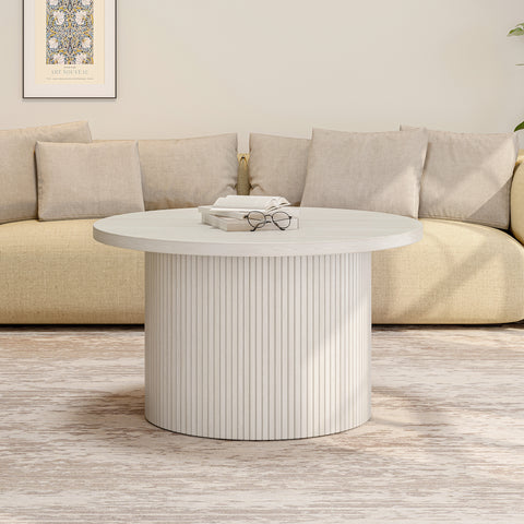 ONBRILL Round Coffee Table with Tambour Design