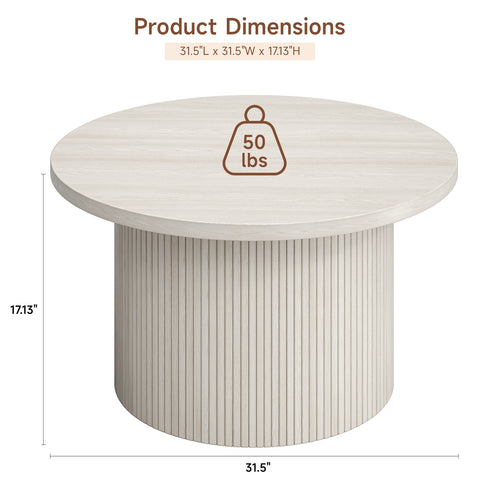 ONBRILL Round Coffee Table with Tambour Design