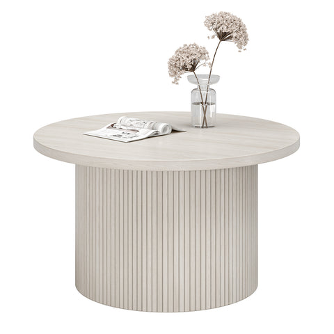 ONBRILL Round Coffee Table with Tambour Design