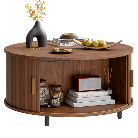 ONBRILL Round Coffee Table with Storage