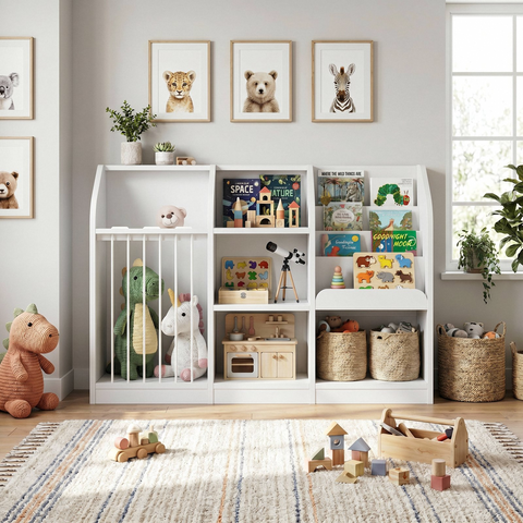 ONBRILL Toy Organizer with Bookshelf and Stuffed Animal Storage