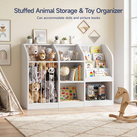 ONBRILL Toy Organizer with Bookshelf and Stuffed Animal Storage
