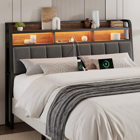 ONBRILL Ergonomic Headboard Queen Size with 2-Tier Storage