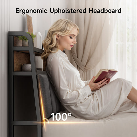ONBRILL Ergonomic Headboard Queen Size with 2-Tier Storage