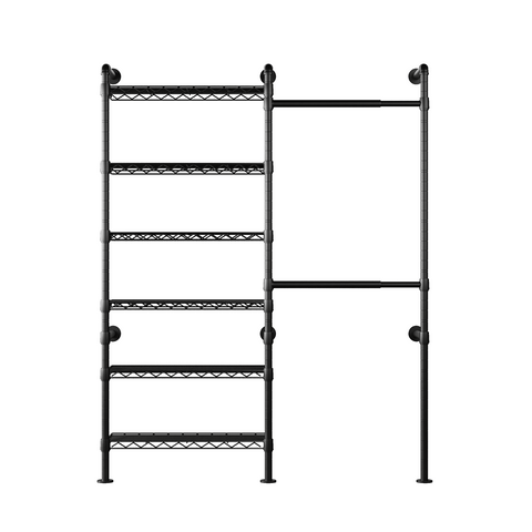 ONBRILL H SERIES-H2 Wall Mounted Expandable Industrial Pipe Clothing Rack with Storage