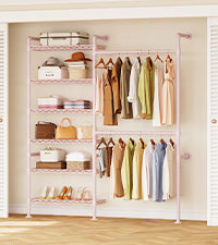 ONBRILL H SERIES-H2 Wall Mounted Expandable Industrial Pipe Clothing Rack with Storage