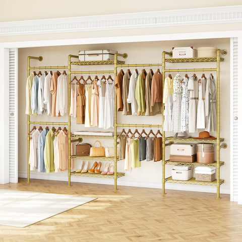 ONBRILL H SERIES-H4  Wall Mounted Expandable Industrial Pipe Clothing Rack with Storage